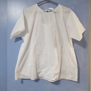 COS White Cotton Poplin Tie Back Keyhole Back Blouse 10